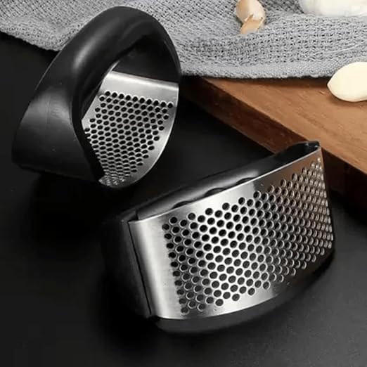 Premium Stainless Steel Garlic Press Rocker - Heavy Duty Manual Garlic Crusher, Mincer & Ginger Chopper with Ergonomic Easy-Squeeze Handle