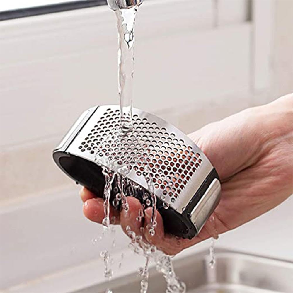Premium Stainless Steel Garlic Press Rocker - Heavy Duty Manual Garlic Crusher, Mincer & Ginger Chopper with Ergonomic Easy-Squeeze Handle