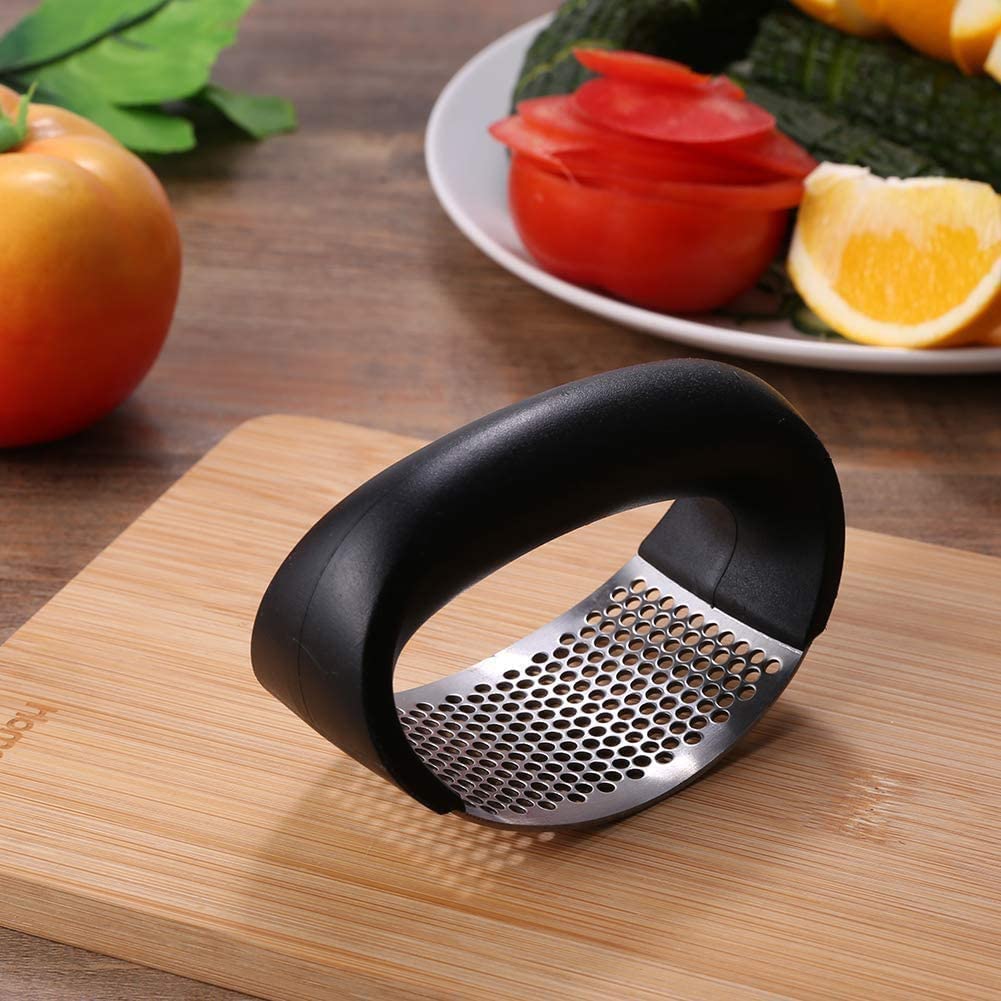 Premium Stainless Steel Garlic Press Rocker - Heavy Duty Manual Garlic Crusher, Mincer & Ginger Chopper with Ergonomic Easy-Squeeze Handle